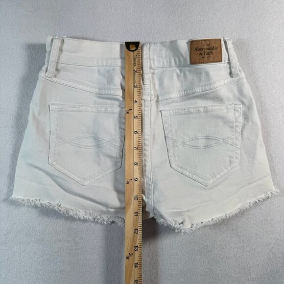 Abercrombie and Fitch Shorts Womens 25 White Cut Off Mid Rise Button Fly - Picture 9 of 11
